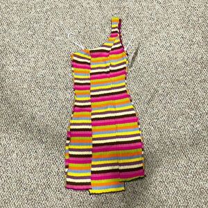 Asymmetrical Stripe Mini Dress